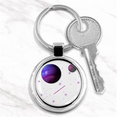 Space Transparent Purple Moon Star Key Chains (round)  by Mariart