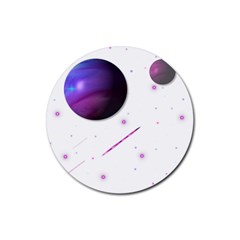 Space Transparent Purple Moon Star Rubber Round Coaster (4 Pack)  by Mariart