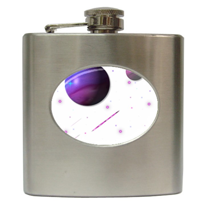 Space Transparent Purple Moon Star Hip Flask (6 oz)