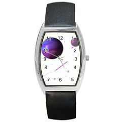 Space Transparent Purple Moon Star Barrel Style Metal Watch by Mariart