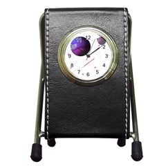 Space Transparent Purple Moon Star Pen Holder Desk Clocks by Mariart