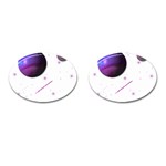 Space Transparent Purple Moon Star Cufflinks (Oval) Front(Pair)