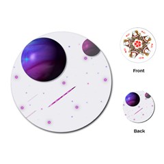 Space Transparent Purple Moon Star Playing Cards (round)  by Mariart