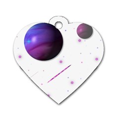 Space Transparent Purple Moon Star Dog Tag Heart (two Sides) by Mariart