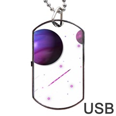 Space Transparent Purple Moon Star Dog Tag Usb Flash (one Side) by Mariart