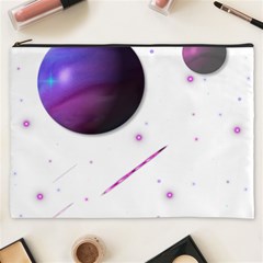 Space Transparent Purple Moon Star Cosmetic Bag (xxxl)  by Mariart