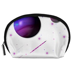 Space Transparent Purple Moon Star Accessory Pouches (large)  by Mariart