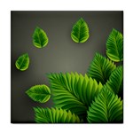 Leaf Green Grey Tile Coasters Front