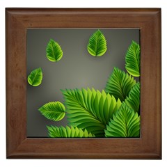 Leaf Green Grey Framed Tiles