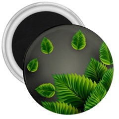 Leaf Green Grey 3  Magnets by Mariart