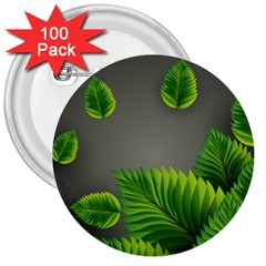 Leaf Green Grey 3  Buttons (100 Pack)  by Mariart