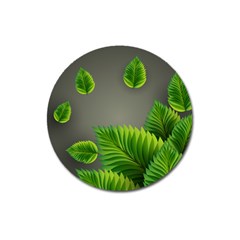 Leaf Green Grey Magnet 3  (round) by Mariart