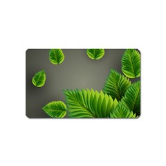 Leaf Green Grey Magnet (name Card) by Mariart