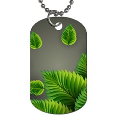 Leaf Green Grey Dog Tag (two Sides) by Mariart