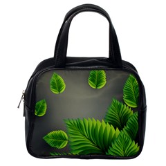 Leaf Green Grey Classic Handbags (one Side) by Mariart