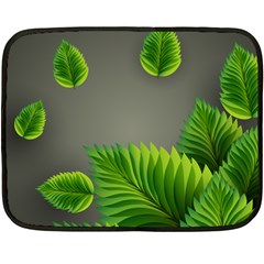 Leaf Green Grey Fleece Blanket (mini) by Mariart