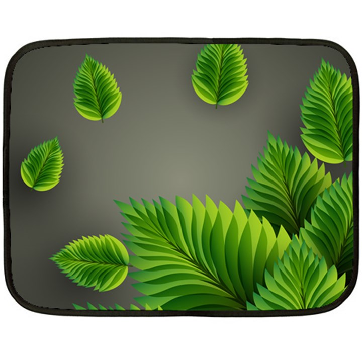 Leaf Green Grey Fleece Blanket (Mini)