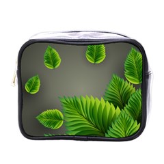 Leaf Green Grey Mini Toiletries Bags