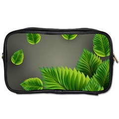 Leaf Green Grey Toiletries Bags 2-side by Mariart