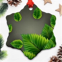 Leaf Green Grey Snowflake Ornament (two Sides) by Mariart