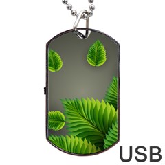 Leaf Green Grey Dog Tag Usb Flash (one Side) by Mariart