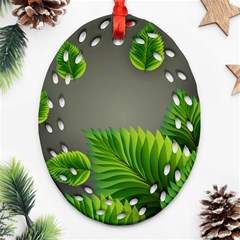 Leaf Green Grey Oval Filigree Ornament (two Sides) by Mariart