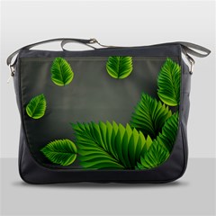 Leaf Green Grey Messenger Bags by Mariart