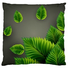 Leaf Green Grey Large Cushion Case (two Sides) by Mariart