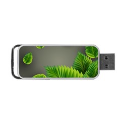 Leaf Green Grey Portable Usb Flash (one Side) by Mariart