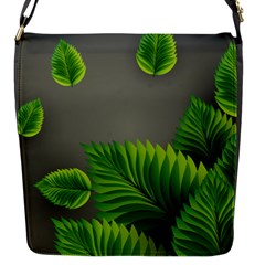 Leaf Green Grey Flap Messenger Bag (s) by Mariart