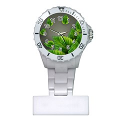 Leaf Green Grey Plastic Nurses Watch by Mariart