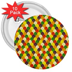 Flower Floral Sunflower Color Rainbow Yellow Purple Red Green 3  Buttons (10 Pack)  by Mariart