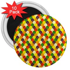 Flower Floral Sunflower Color Rainbow Yellow Purple Red Green 3  Magnets (10 Pack)  by Mariart