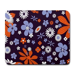 Bright Colorful Busy Large Retro Floral Flowers Pattern Wallpaper Background Large Mousepads by Nexatart