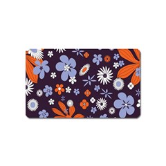 Bright Colorful Busy Large Retro Floral Flowers Pattern Wallpaper Background Magnet (name Card) by Nexatart