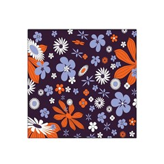 Bright Colorful Busy Large Retro Floral Flowers Pattern Wallpaper Background Satin Bandana Scarf by Nexatart