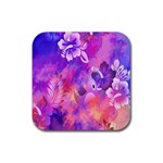 Littie Birdie Abstract Design Artwork Rubber Coaster (Square)  Front