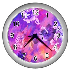 Littie Birdie Abstract Design Artwork Wall Clocks (silver)  by Nexatart