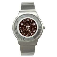 Brown Box Background Pattern Stainless Steel Watch by Nexatart