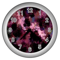 Grunge Purple Abstract Texture Wall Clocks (silver)  by Nexatart