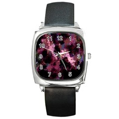 Grunge Purple Abstract Texture Square Metal Watch by Nexatart