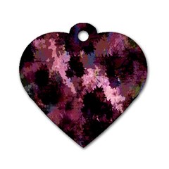 Grunge Purple Abstract Texture Dog Tag Heart (one Side) by Nexatart