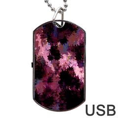 Grunge Purple Abstract Texture Dog Tag Usb Flash (one Side) by Nexatart