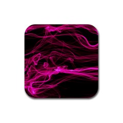 Abstract Pink Smoke On A Black Background Rubber Coaster (square)  by Nexatart