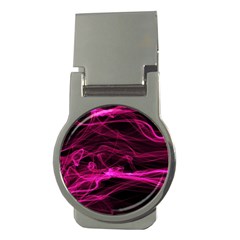 Abstract Pink Smoke On A Black Background Money Clips (round)  by Nexatart