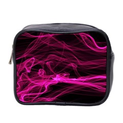 Abstract Pink Smoke On A Black Background Mini Toiletries Bag 2-side by Nexatart