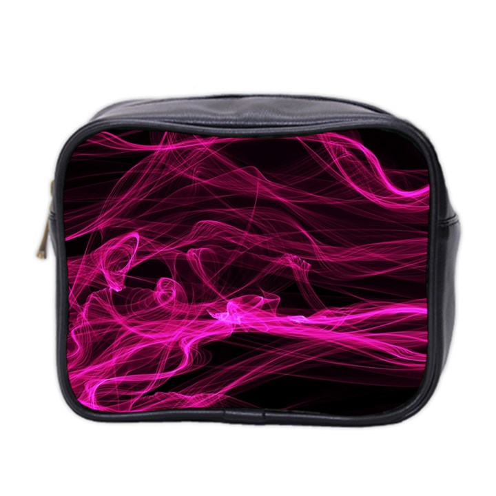 Abstract Pink Smoke On A Black Background Mini Toiletries Bag 2-Side