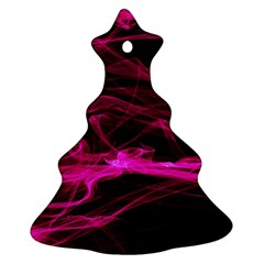 Abstract Pink Smoke On A Black Background Christmas Tree Ornament (two Sides) by Nexatart