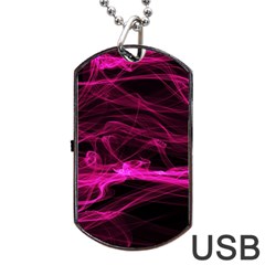 Abstract Pink Smoke On A Black Background Dog Tag Usb Flash (one Side) by Nexatart