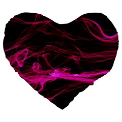 Abstract Pink Smoke On A Black Background Large 19  Premium Flano Heart Shape Cushions by Nexatart